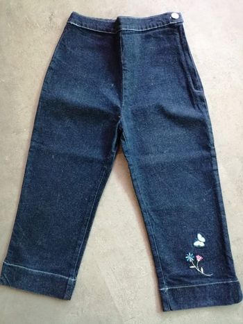 Pantacourt en jean marine et broderie Taille 10 ans K DE KID Neuf