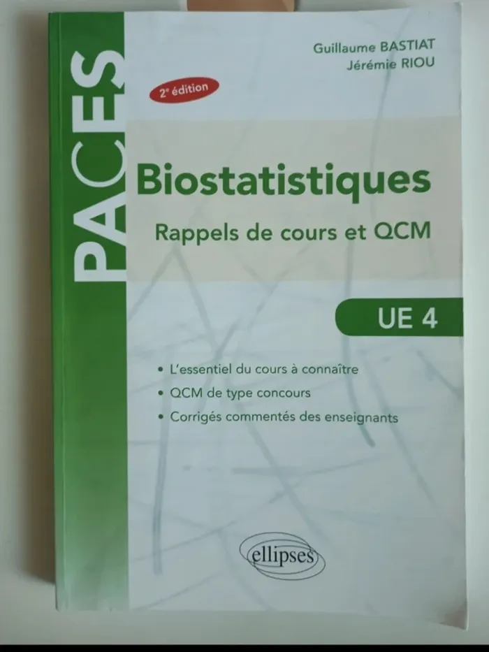 Livre de biostatistique Guillaume Bastia Jérémy Riou u4 pass médecine Angers
