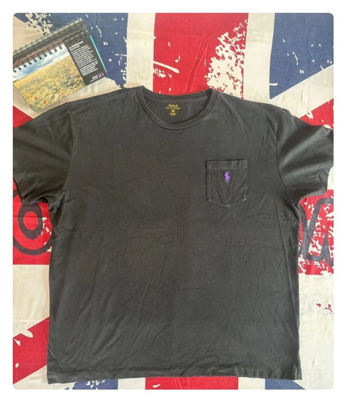 T-shirt Ralph Lauren taille Xl noir cavalier violet - photo numéro 2