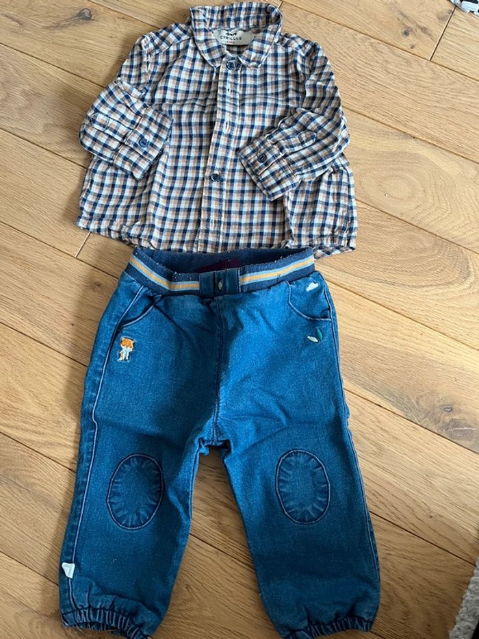 Ensemble 6 mois chemise pantalon Cyrillus sergent major