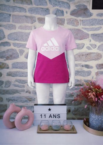 T-shirt manches courtes rose gris et blanc Fille taille 11/12 ans marque Adidas 🦜