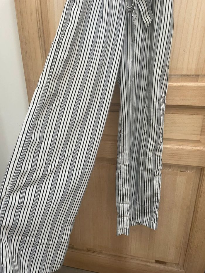 Pantalon fluide large à rayures avec ceinture nouée – Taille haute XS - photo numéro 16