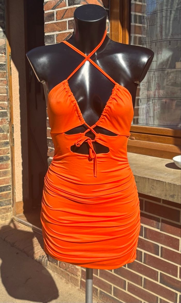🧡 Robe Sunset à découpes "Cut-out" & liens croisés – Taille 36 (S) - photo numéro 1
