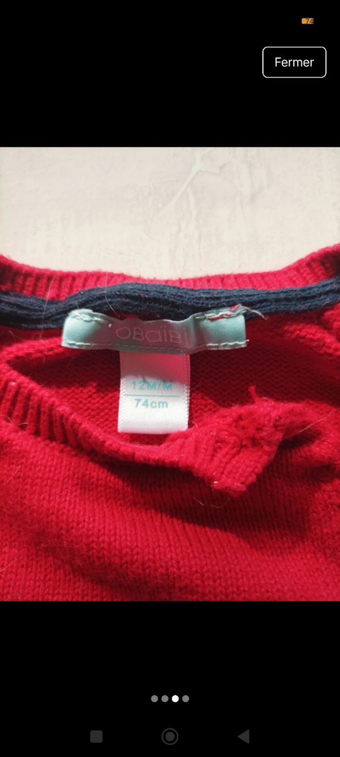 Pull rouge noël - obaibi - photo numéro 3