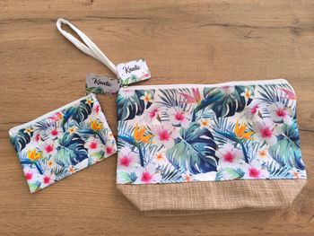 Lot de 2 pochettes style fleurs exotiques thème tropical neuves
