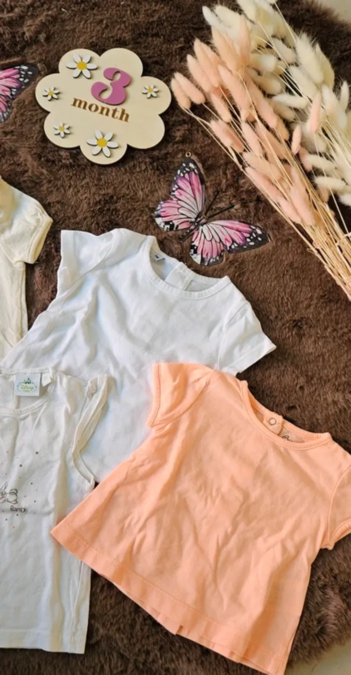 Lot de 4 tee-shirt 3 mois été fille - photo numéro 3