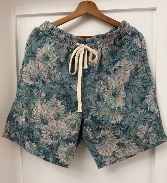 Ensemble, chemise, short pour homme bleu, imprimé fleuri - photo numéro 3