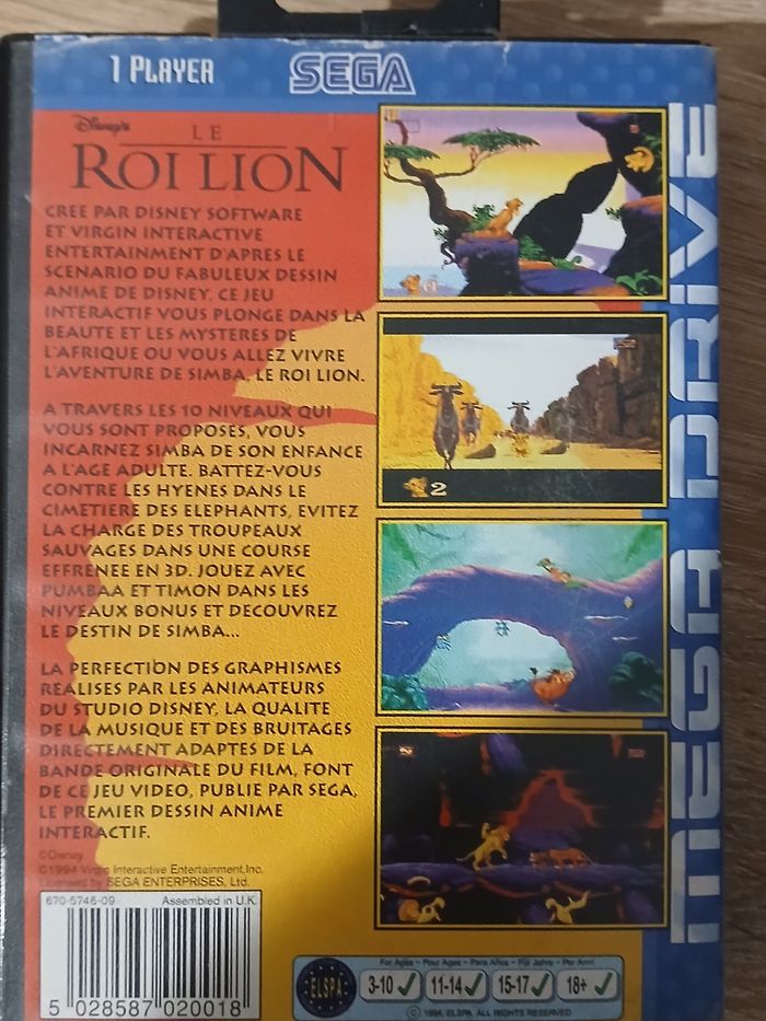 Le roi lion megadrive - photo numéro 3