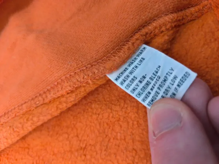 Sweat à capuche zippé Polo Ralph Lauren homme taille L orange manche tachée - photo numéro 13