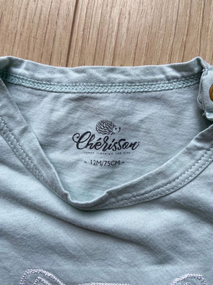 Ensemble jean bleu clair Zara et haut menthe Chérissons 12 mois - photo numéro 3