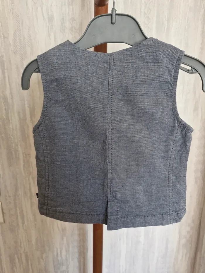 Gilet garçon 3 ans Okaïdi coton gris bleu coton élasthanne - photo numéro 4