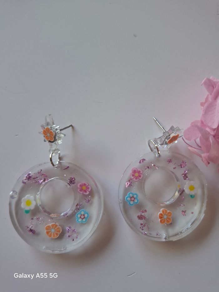 🌼 Jardin pastel – Boucles d’oreilles fleuries et délicates - photo numéro 1