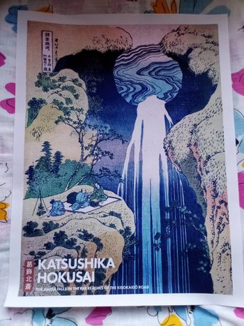 AFFICHE POSTER TOILE A3 JAPON HOKUSAI CASCADE