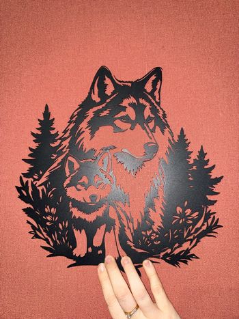 Décoration murale en métal loup