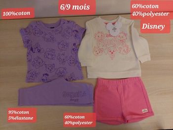 Ensemble 4 pièces Disney 6/9 mois