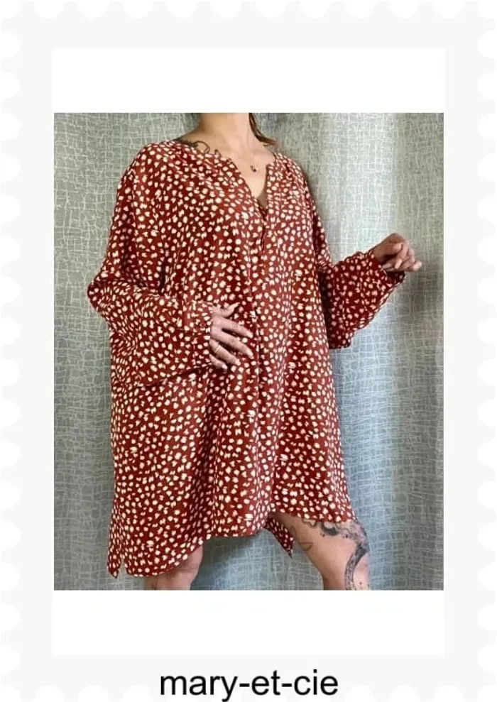 Robe fluide courte ou tunique manches longues possible manches 3/4 taille 56 - photo numéro 2