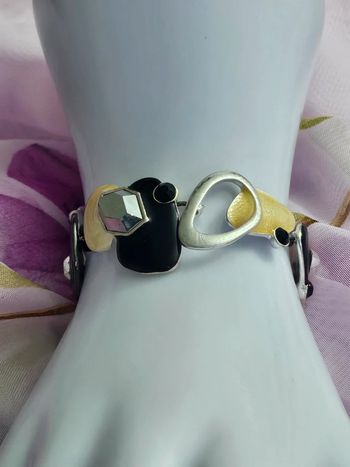 Bracelet noir/argent/jaune en acier inoxydable