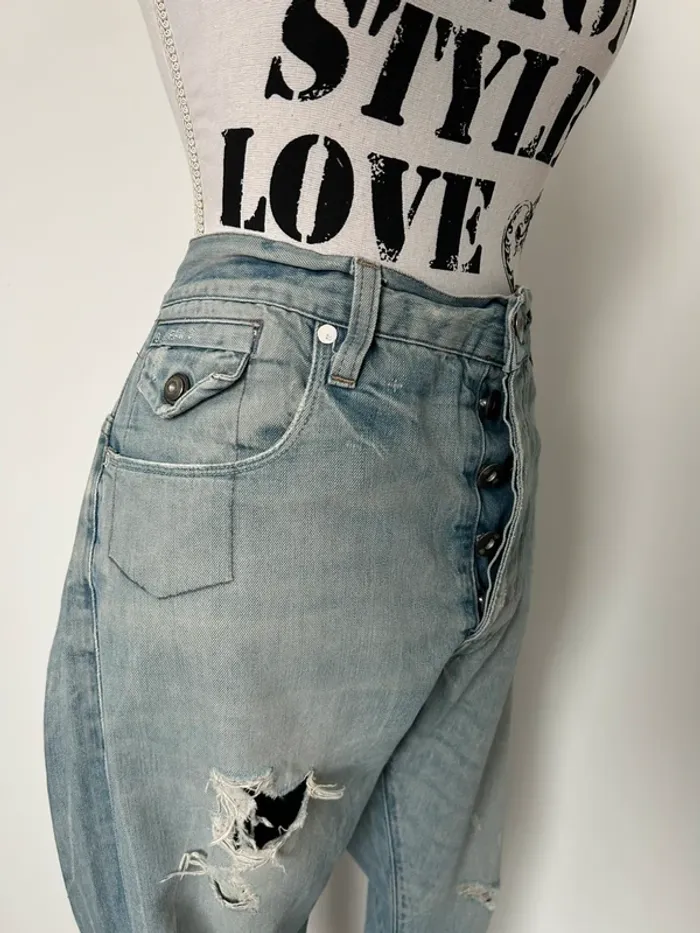 Jean pantalon gstar slim skinny bleu destroy denim Pantalones de mezclilla pantaloni Spijker - photo numéro 7