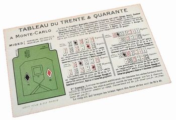 Carte postale ancienne Tableau du Trente et Quarante à Monte-Carlo Lévy Fils et Compagnie Paris