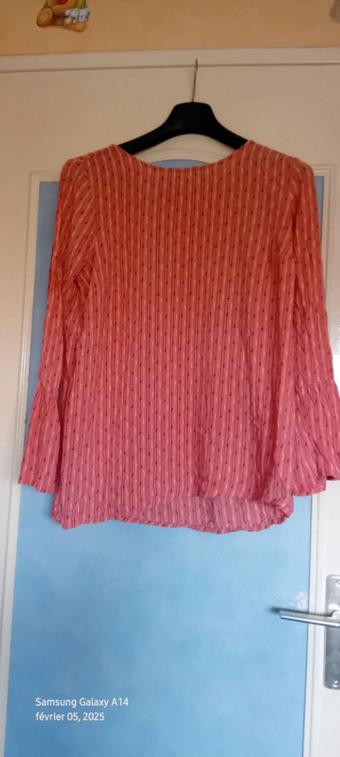 Tunique manches pagodes motif texte corail femme 42 esmara - photo numéro 5