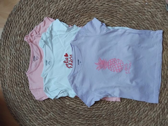Lot 3 Tee-shirt fille manches courtes, kiabi, 3 ans
