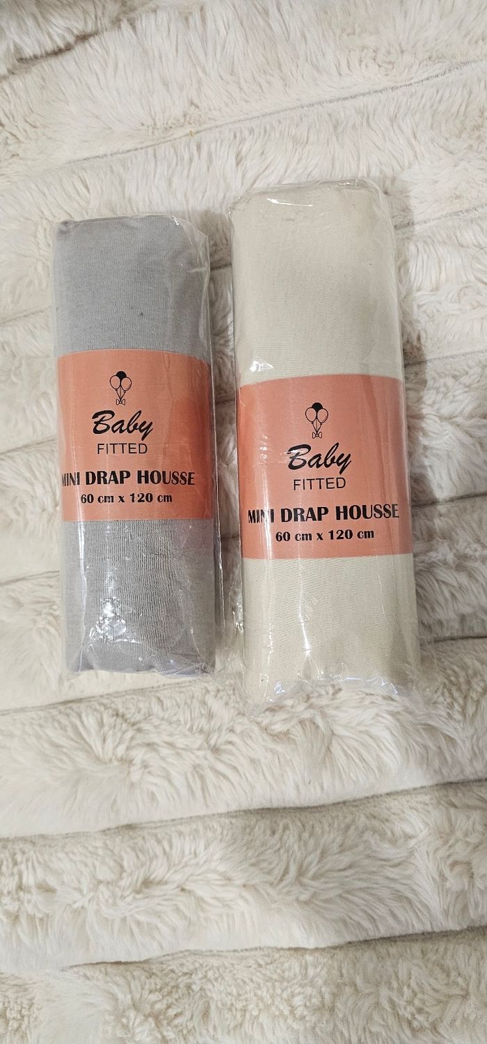 Lot de 2 draps housses 60×120cm Neufs