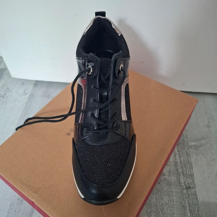 Baskets compensées noires pailletés - photo numéro 5