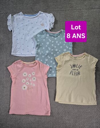 Lot de 4 Tshirts mc fille - 8 ans