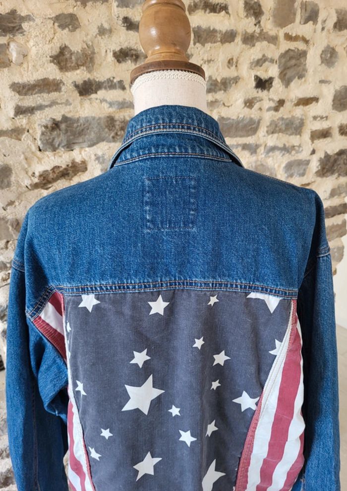 Veste en jean oversize motif drapeau américain au dos Pull&Bear Taille S ou 36 - photo numéro 7