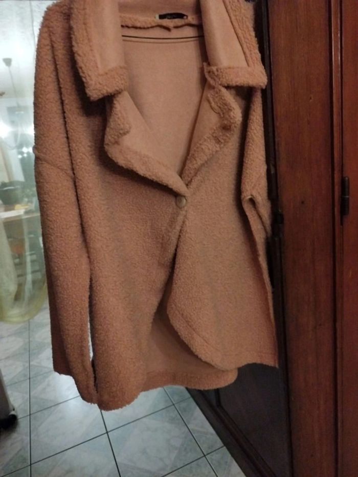 Manteau fausse fourrure rose pâle vintage L/40 - photo numéro 4