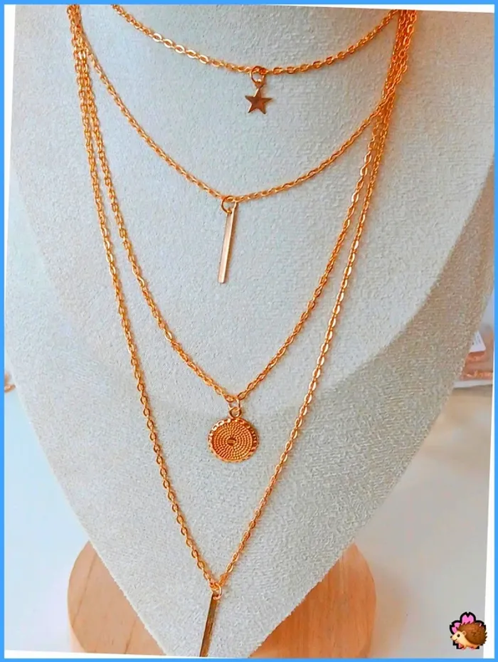 Collier multi-rangs doré – inspiration Zag, lou yetu - photo numéro 2