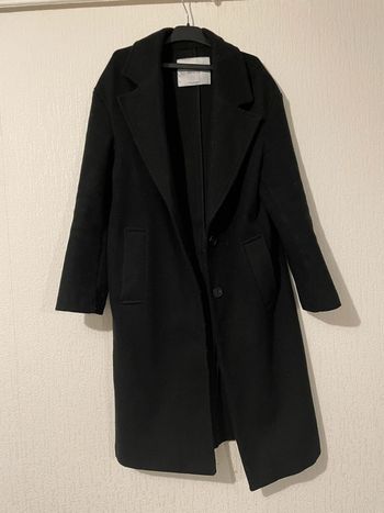 Manteau long noir à col tailleur Bershka – Taille Xs