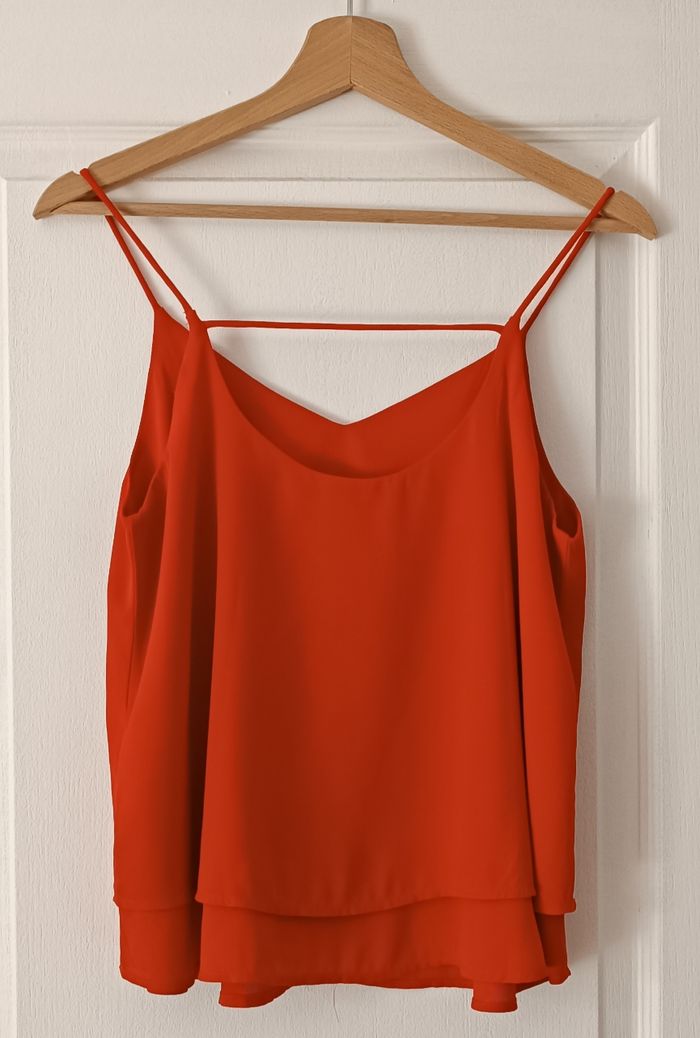 Top Bretelles Fines Rouge Pieces Femme - photo numéro 2