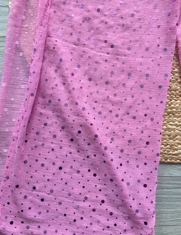 🩷 Pantalon de plage été à nouer rose transparent à pois pailletés Taille unique 🩷 - photo numéro 4