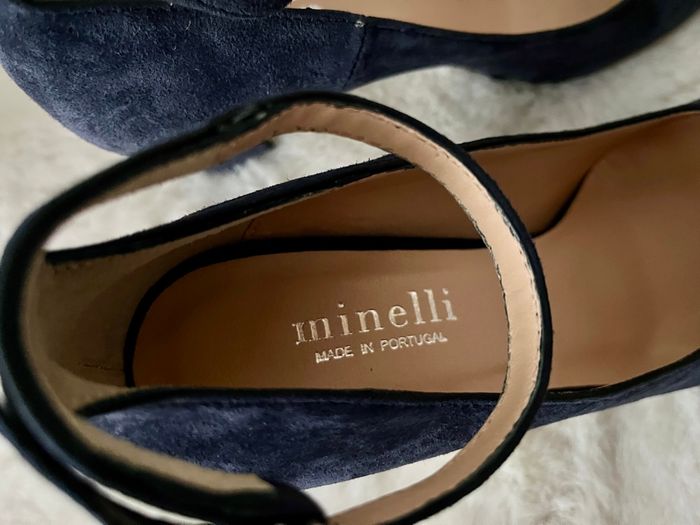 Escarpins en cuir avec brides bleu marine Minelli pointure 36, talons 7 cm - photo numéro 6