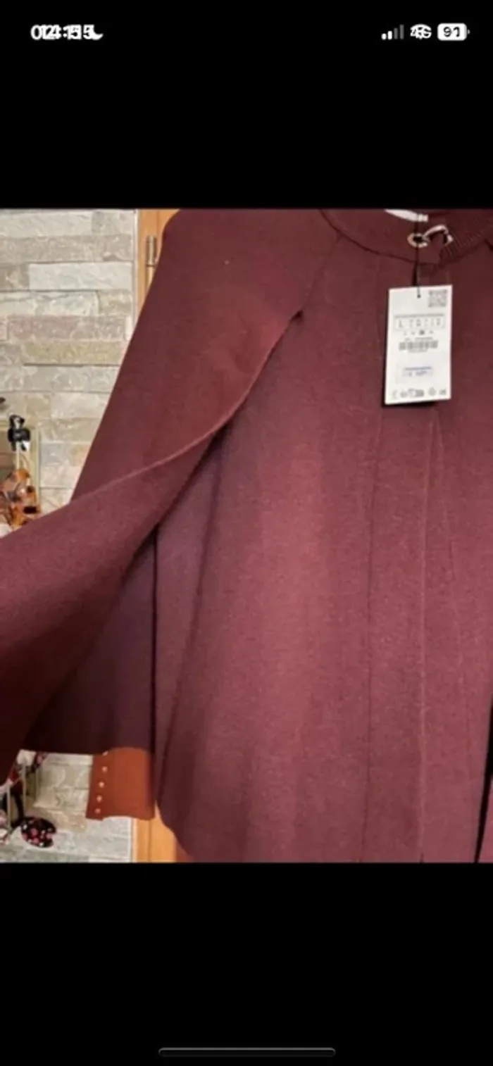 Cape bordeaux Zara taille L neuve   Très tendance - photo numéro 5