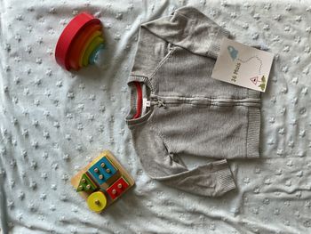 gilet zippé gris 36 mois pat et ripaton