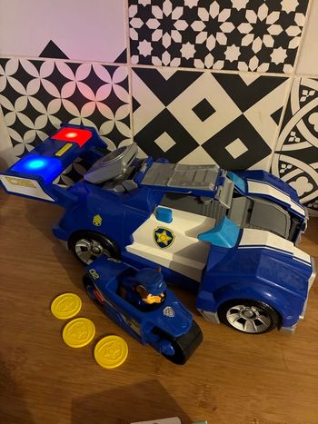 Voiture de Police + Moto Pat Patrouille Avec Transformation, Lance-Projectiles et Figurine Chase