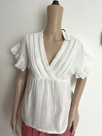 Blouse, chemisier, tunique blanc écru, 100 % coton taille XL