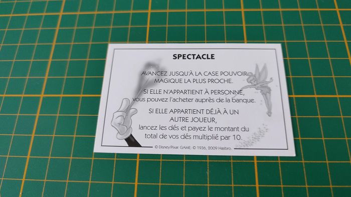 Carte spectacle case pouvoir magique la plus proche pièce jeu Monopoly Disney éditions Hasbro #B94