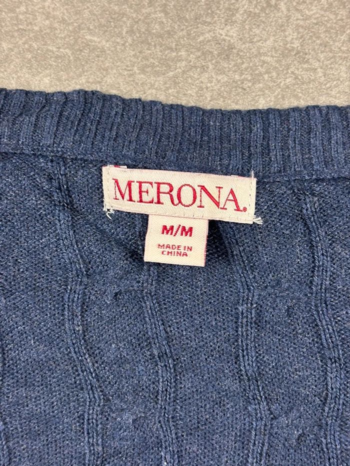 Pull vintage bleu torsadé cable knit - photo numéro 2