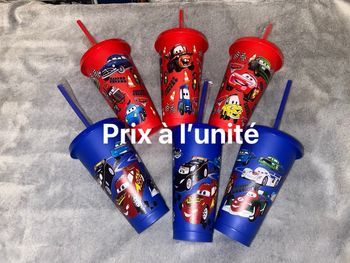 Grand gobelet à paille cars Disney pixar