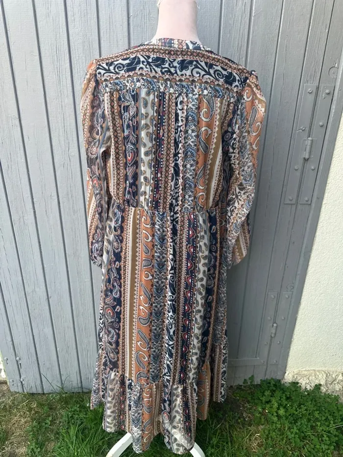 Robe longue fleurie colorée imprimés manches longues légère doublée 40/L - photo numéro 4