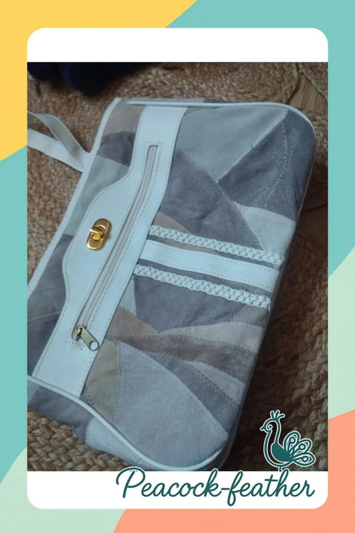 Sac à main cuir patchwork avec porte monnaie - photo numéro 13
