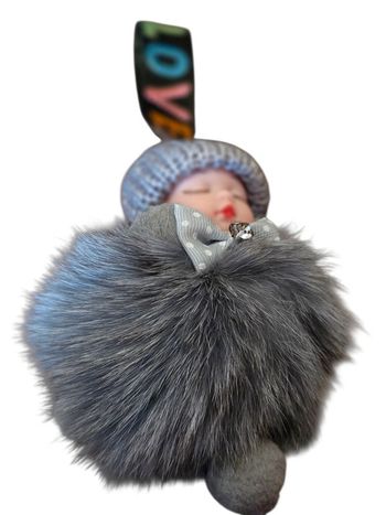 Porte-clefs bébé gris