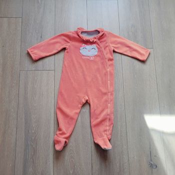 Pyjama avec motif chat, couleur pêche. Fille 24 mois