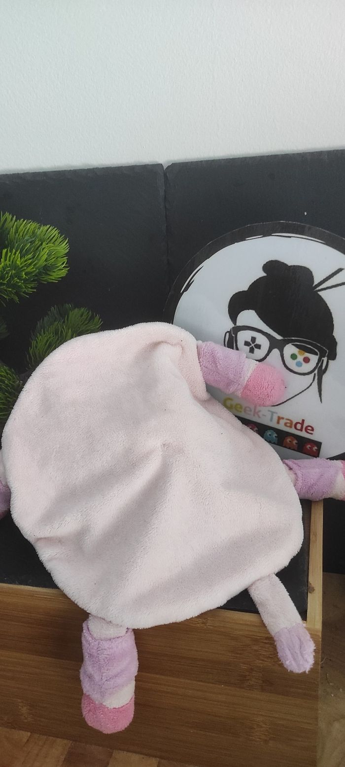 Doudou Cheval Poney Plat Rond Rose coeur violet écharpe la halle DD003096 - photo numéro 2
