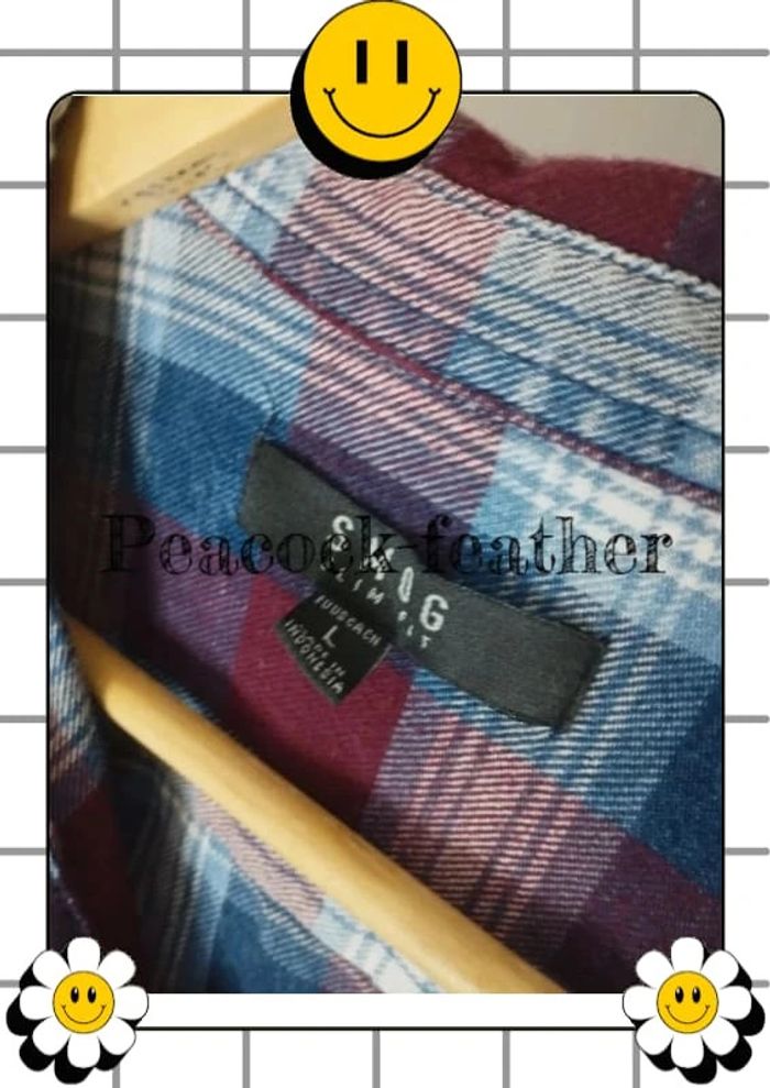 Chemise quadrillée smog bleue/Bordeaux L homme - photo numéro 3