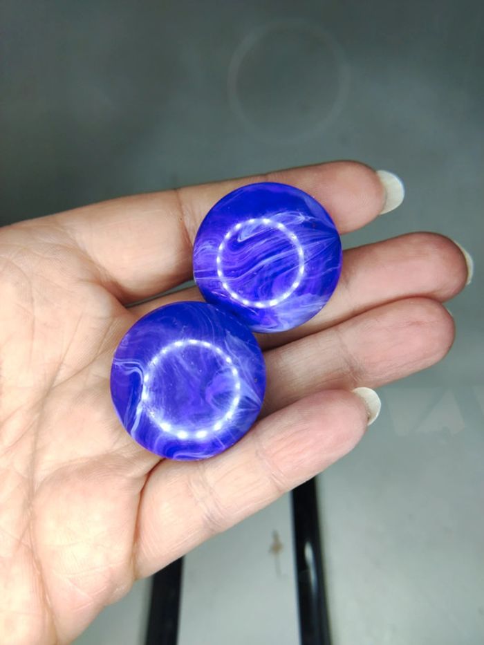 Clips d'oreilles vintage violet bleu - photo numéro 2