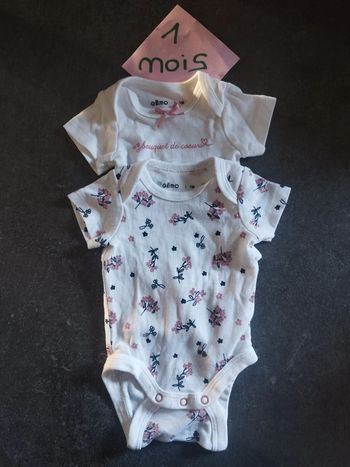 Bodies manches courtes fleurs 1 mois